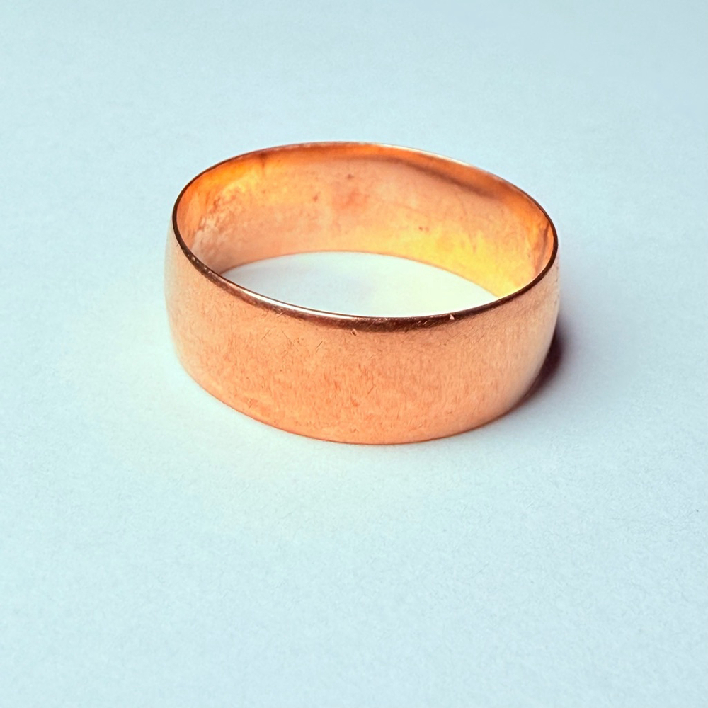 14k Solid Yellow Gold Classic Plain 6.5mm Wide Band Ring Vintage - Picture 4 of 8